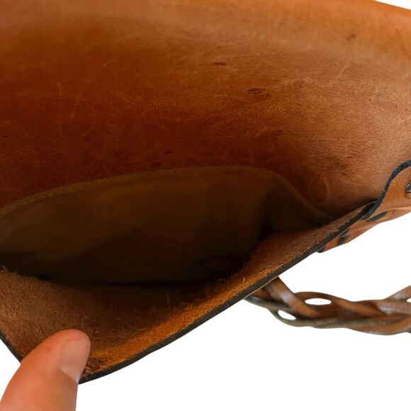 Patricia Nash Cavallina Tooled Leather Retro Saddle Bag Purse Florence Tan - Picture 16 of 16